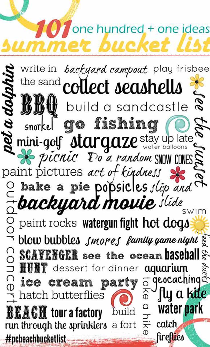 Summertime Bucket List-101 Ideas for Summer Fun for Kids {Free Printable}